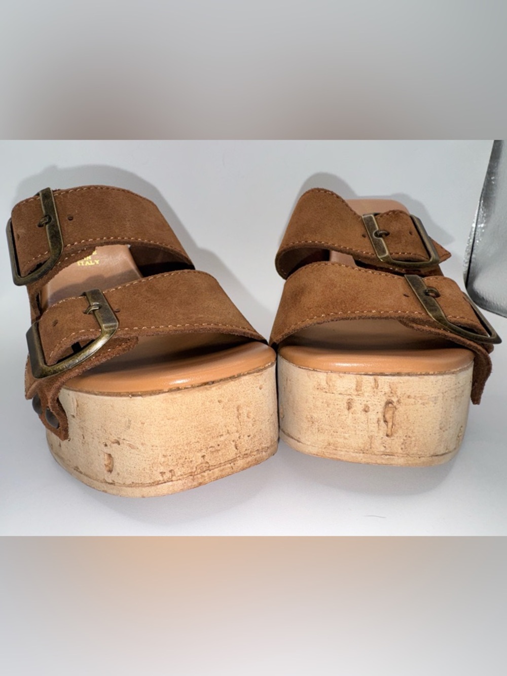 NEW Anna Luisa Amalfi Brown Suede Cork Wedge Sandals Size 7 Made in Italy - Picture 6 of 15